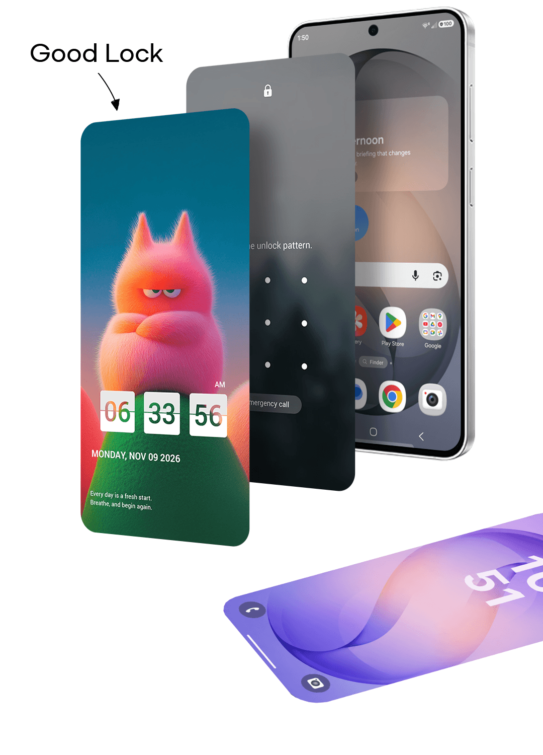 Unlocking the Good Lock screen leads straight to the pattern lock set on the phone, then to the home screen