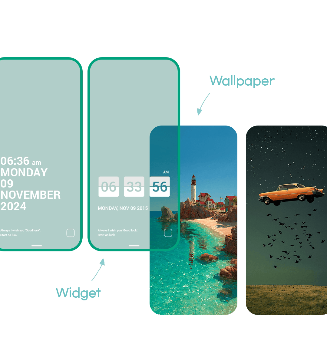 Example lock screen style combining Good Lock wallpapers and widgets
